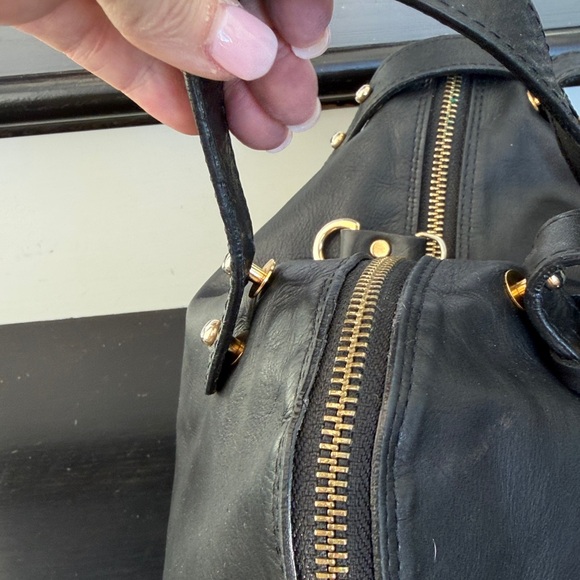 ENNUE Italian made genuine leather shoulder handbag purse black soft luxurious - Picture 7 of 11